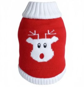 Combed Cotton Red Rudolph Holiday Dog Sweater (size: XX-Small)