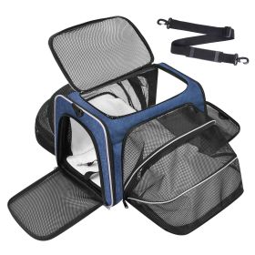 Expandable Soft Pet Carrier, Multiple Sizes and Colors Available(black,grey,blue,brown) (Color: Blue)