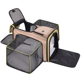 Cat Carrier,Portable Pet Carrier Bag for Cats and Small Dogs,Foldable Soft-Sided and Scratch-Proof mesh Cat Bag Pet Carriers (Color: Brown)