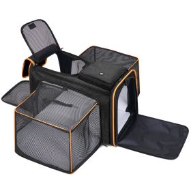 Cat Carrier,Portable Pet Carrier Bag for Cats and Small Dogs,Foldable Soft-Sided and Scratch-Proof mesh Cat Bag Pet Carriers (Color: Black)