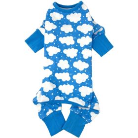 CuddlePup Dog Pajamas Fluffy Clouds (Color: Blue, size: 2X-Large)