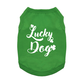 Lucky Dog Dog Shirt (Color: Emerald Green, size: X-Large)