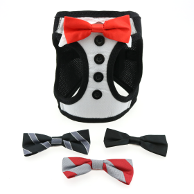 American River Ultra Choke Free Dog Harness (Color: Tuxedo with 4 Interchangeable Bows, size: small)