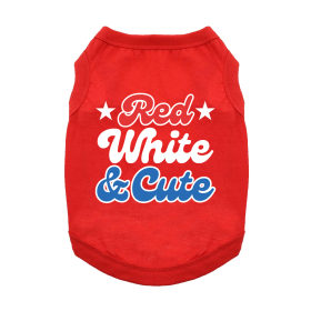 Red White and Cute Dog Shirt (Color: Flame Scarlet Red, size: medium)